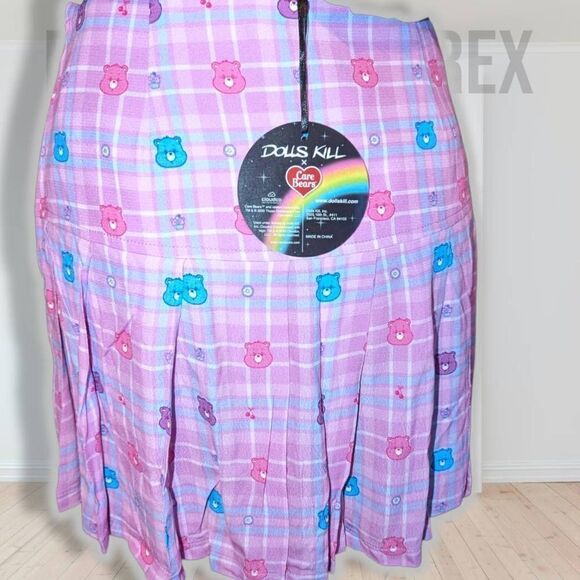 DOLLS Kill x Care Bears Harmony in My Heart Plaid Pleated Mini Skirt, Small NWT - Picture 5 of 11